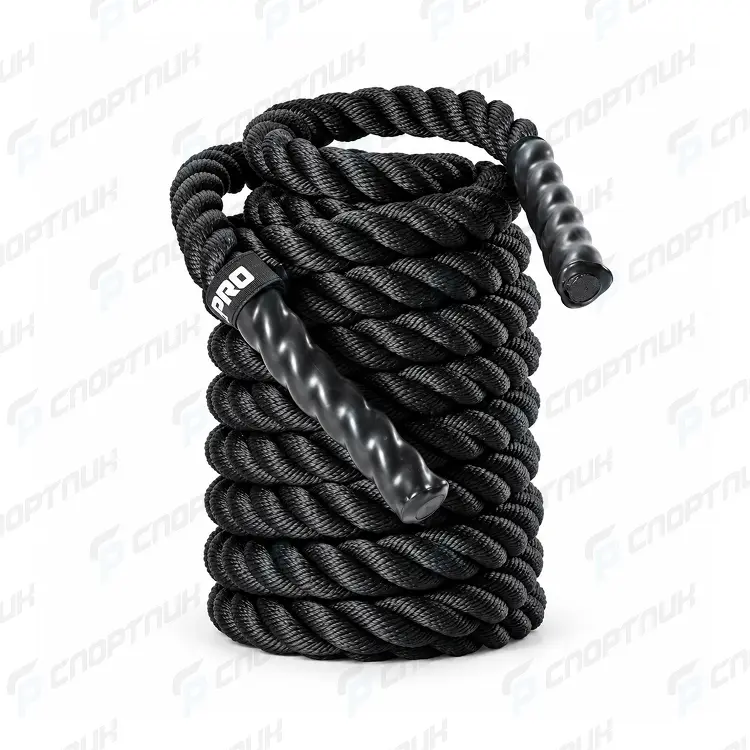 Тренировочный канат LIVEPRO Battle Rope 3,8 см × 15 м, чёрный — СпортПик