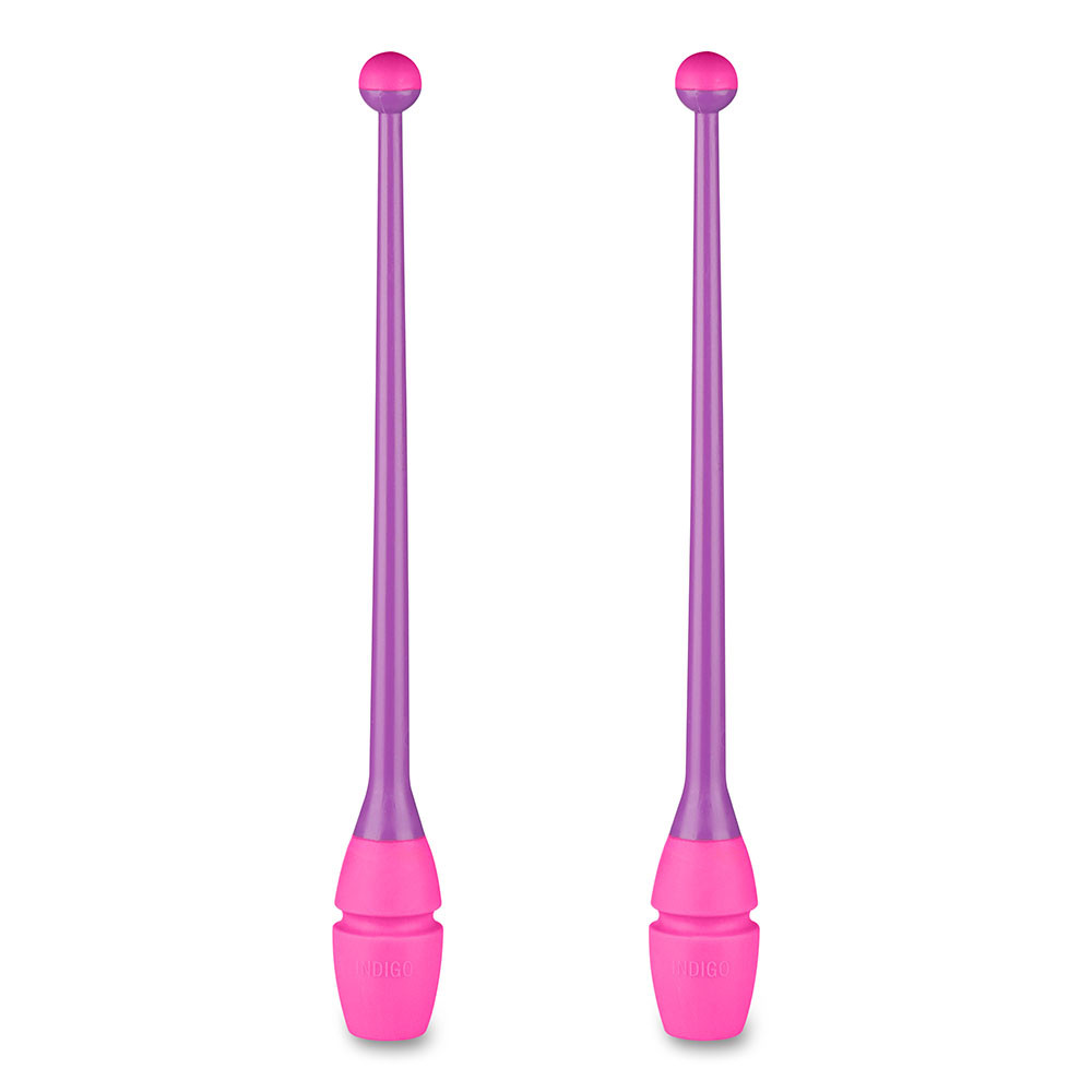Булавы для худ. гимнастики INDIGO, IN017-VP, 36 см, пластик, каучук, в компл. 2шт, фиолетово-розовый