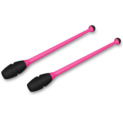 Булавы для худ. гимнастики INDIGO, IN017-PB, 36 см, пластик, каучук, в компл. 2шт, розово-черный