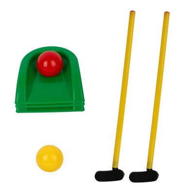Набор детский мини-гольф У473, 2 клюшки, 2 шарика, 3лунки 10 см, пластик, мультиколор