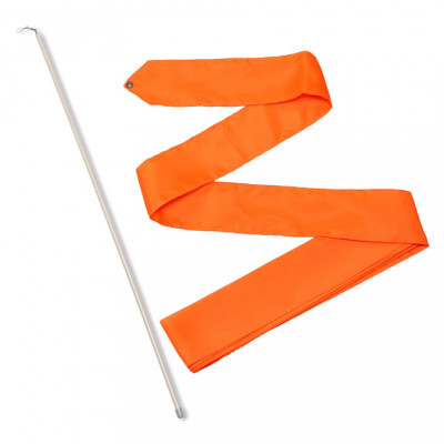 Лента гимнастическая с палочкой 50см, СЕ4-OR, дл.4м, пластик, металл, полиэстер, оранжевый