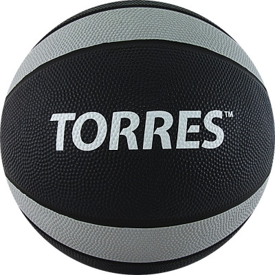 Медбол TORRES 7 кг, AL00227, резина, диаметр 23,8 см, черно-серо-белый