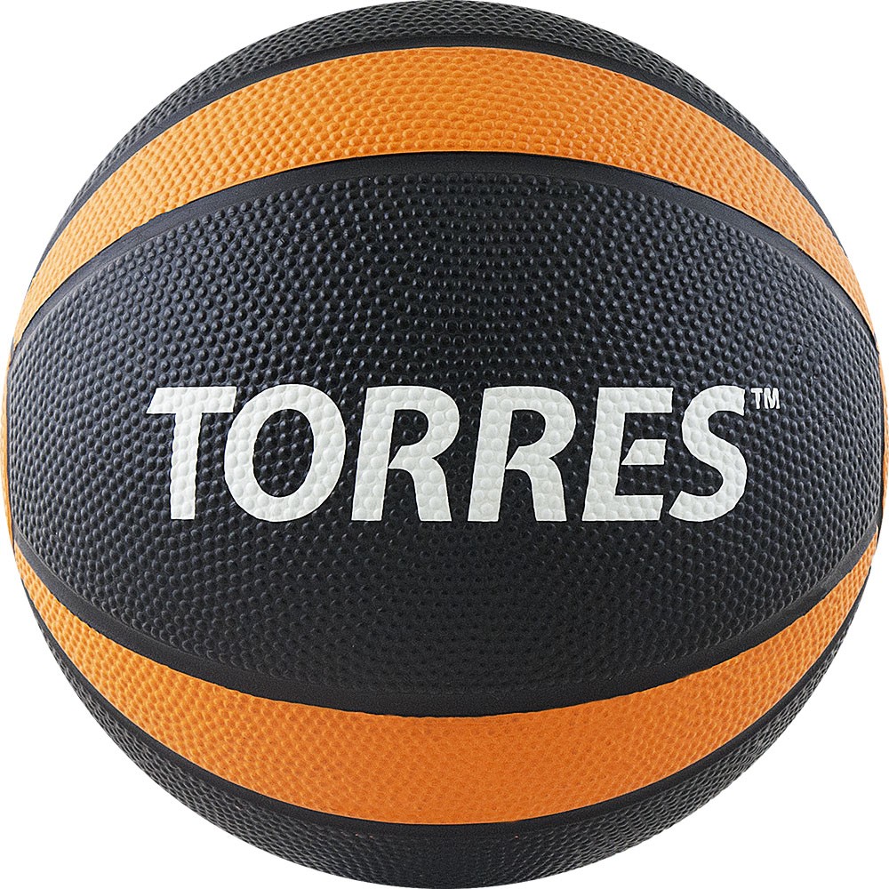 Медбол TORRES 2 кг, AL00222, резина, диаметр 19,5 см, черно-оранжево-белый