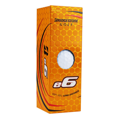 Мяч для гольфа Bridgestone e6 White, BGB3EWX, 3 шт/уп, белый