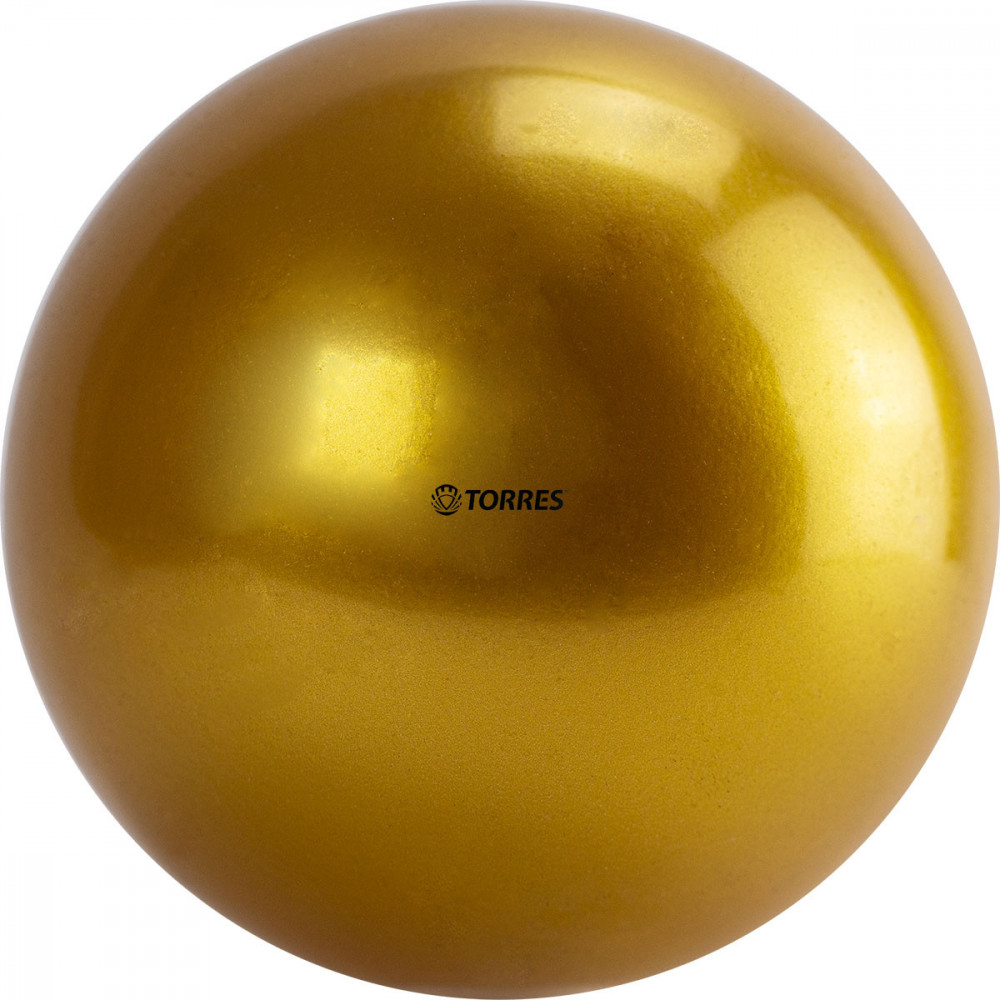 Мяч для художественной гимнастики однотонный TORRES, AG-15-10, диам. 15 см, ПВХ, золотистый