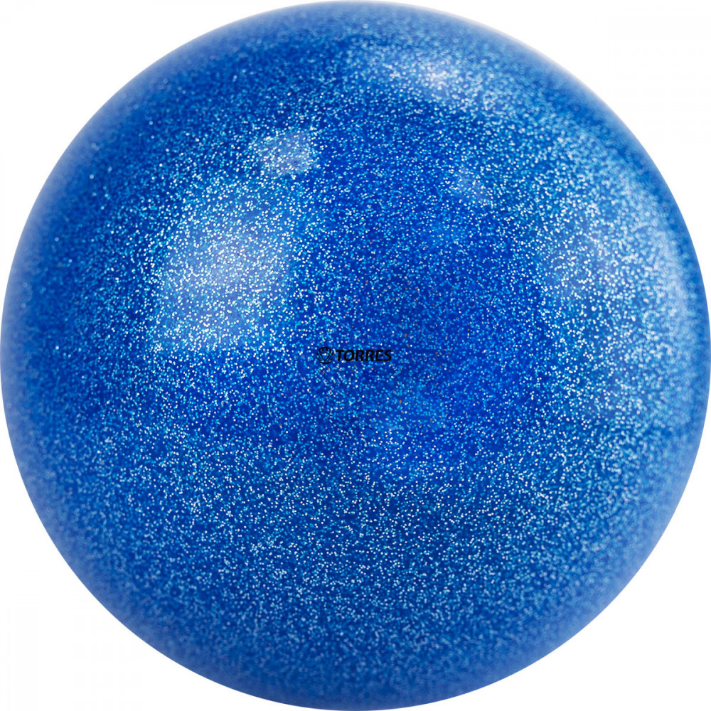 Мяч для художественной гимнастики TORRES, AGP-15-01, диам. 15 см, ПВХ, синий с блестками