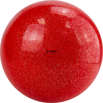 Мяч для художественной гимнастики TORRES, AGP-19-04, диам. 19 см, ПВХ, красный с блестками