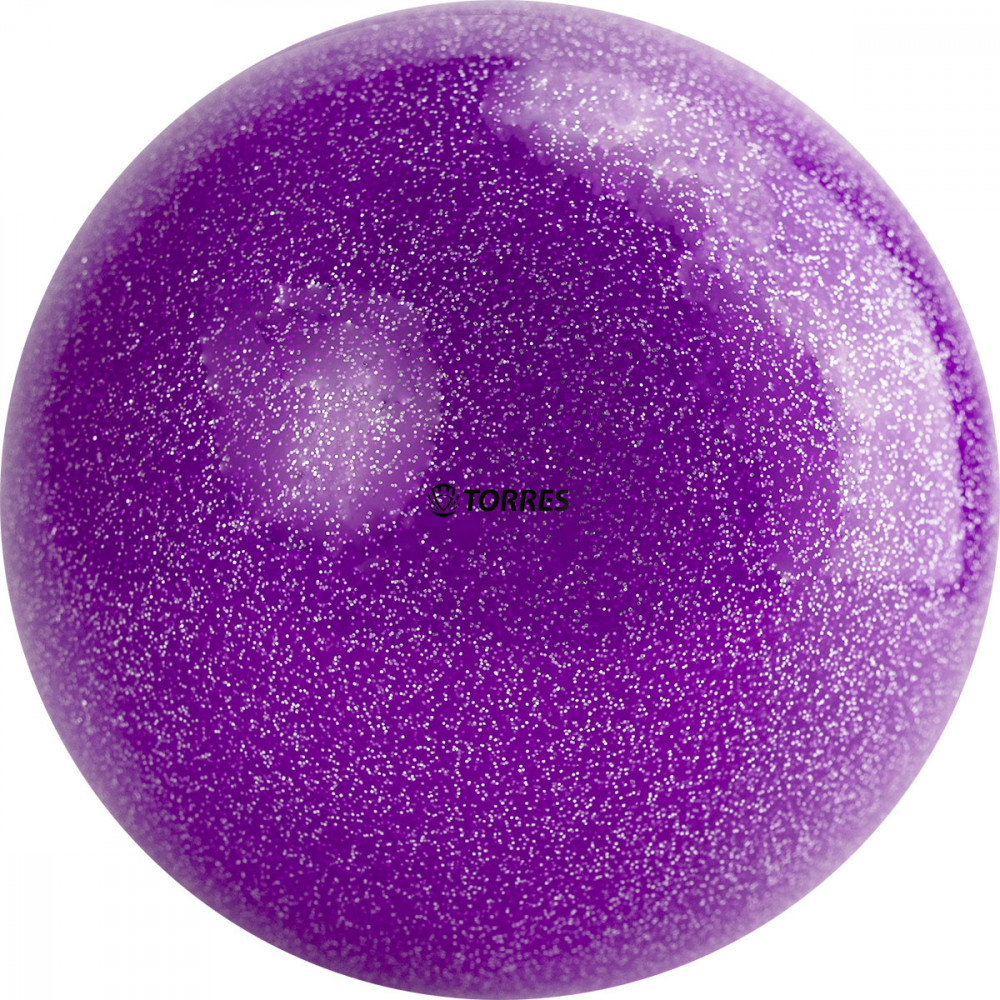 Мяч для художественной гимнастики TORRES, AGP-15-04, диам. 15см, ПВХ, фиолетовый с блестками
