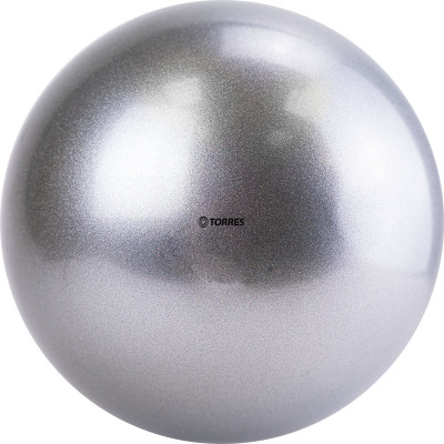 Мяч для художественной гимнастики однотонный TORRES, AG-15-07, диам. 15 см, ПВХ, серебристый