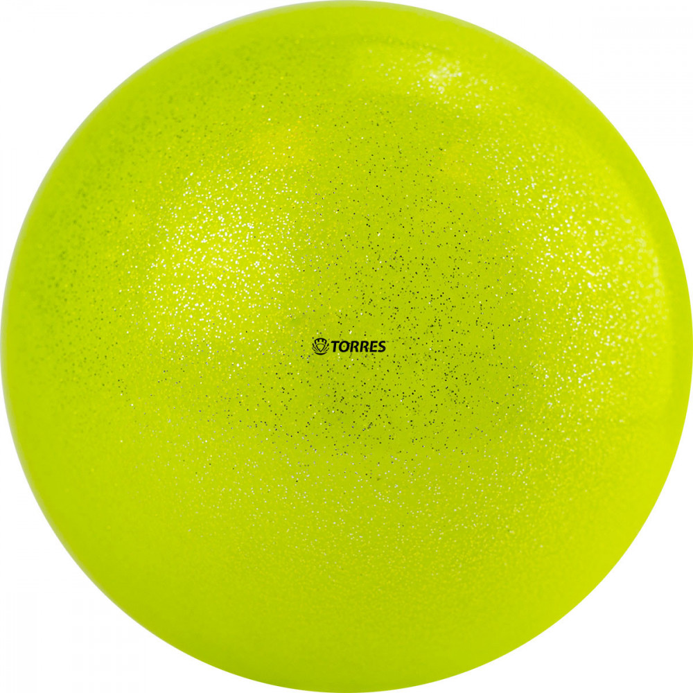 Мяч для художественной гимнастики TORRES, AGP-19-03, диам. 19 см, ПВХ, желтый с блестками
