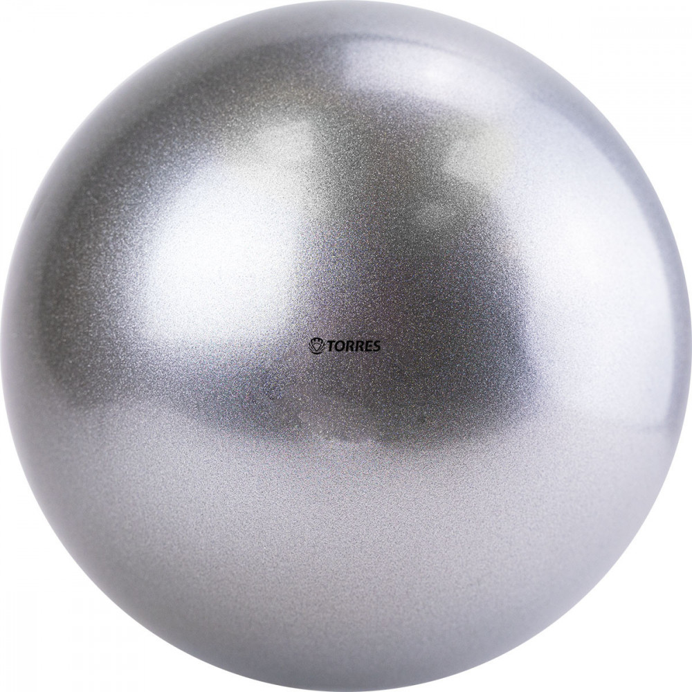 Мяч для художественной гимнастики однотонный TORRES, AG-19-06, диам. 19 см, ПВХ, серебристый
