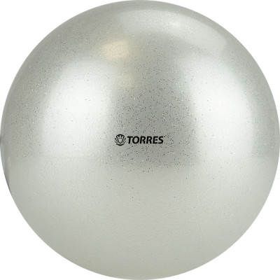 Мяч для художественной гимнастики TORRES, AGP-15-07, диам. 15 см, ПВХ, жемчужный с блестками