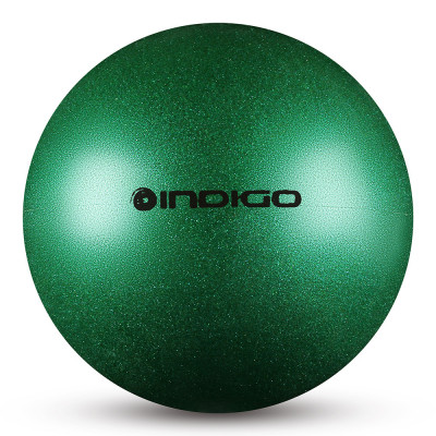 Мяч для художественной гимнастики INDIGO, IN119-GR, диам. 15 см, ПВХ, зеленый металлик с блестками