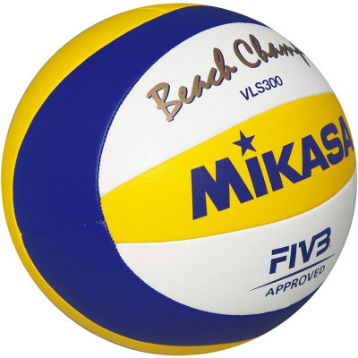 Мяч волейбольный пляжн. MIKASA VLS300, р.5, FIVB Approved, синт.кожа микрофибра, маш.с,бел-син-жел