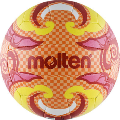Мяч волейбольный пляжн. MOLTEN V5B1502-O р.5, мат. синт.кожа ПВХ,оранж-красн-бел-желт