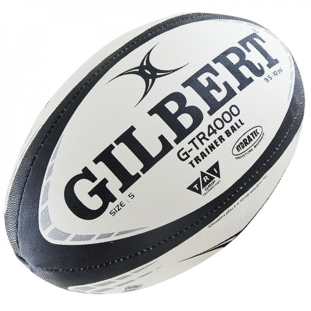 Мяч для регби GILBERT G-TR4000, 42097705, р.5, резина, ручная сшивка, бело-черно-серый