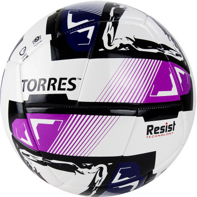 СЦ*Мяч футзальный TORRES Futsal Resist, FS321024, р.4, 24 п.,ПУ, 3 подкл.сл., гиб.сш, белый-мультикол