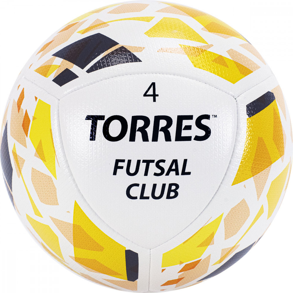 СЦ*Мяч футзальный TORRES Futsal Club, FS32084, р.4, 10 пан. PU, 4 под. сл, гибрид. сш. бело-зол-чер