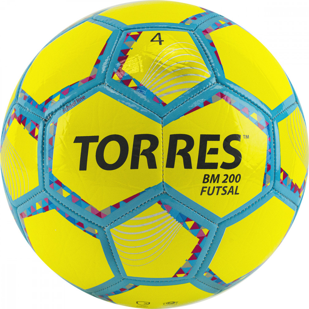 СЦ*Мяч футзальный TORRES Futsal BM 200, FS32054, р.4, 32 панели. TPU, 4 подкл. слоя, желтый