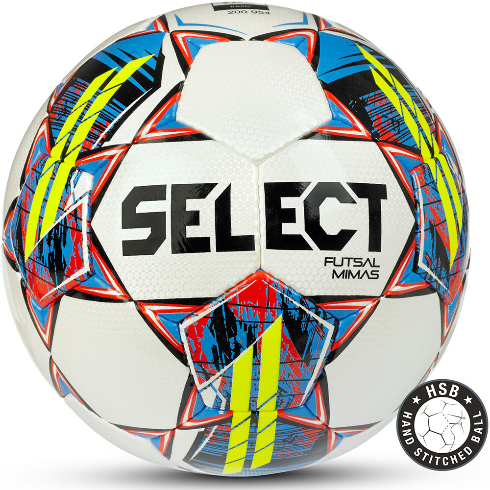 Мяч футзальный SELECT Futsal Mimas, 1053460005, р.4, FIFA Basic, гл.ПУ,  бел-сине-красный