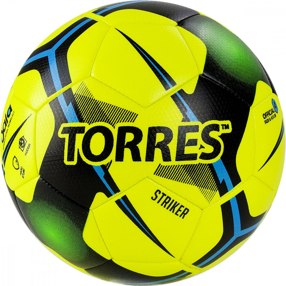 Мяч футзальный TORRES Futsal Striker, FS321014, р.4, 30 панели. 3 подкл. слоя, желтый