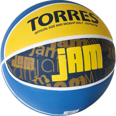 СЦ*Мяч баскетбольный TORRES Jam, B02047, р.7, резина, нейлон. корд, бут. кам., син-желт-голубой
