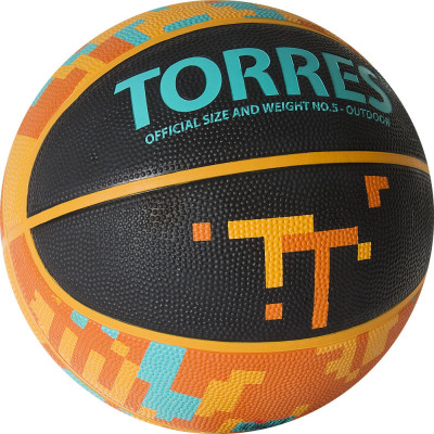 СЦ*Мяч баскетбольный TORRES TT, B02125, р.5, резина, нейлон. корд, бут. кам., черный-мультиколор