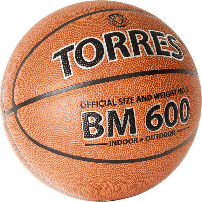 Мяч баскетбольный TORRES BM600, B32025, р.5, нейлон. корд, бут. камера, темнокоричневый-черн
