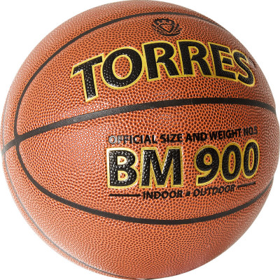 Мяч баскетбольный TORRES BM900, B32035, р.5, ПУ-композит, нейлон корд, бутил. камера, темнооранж-черн