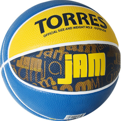 СЦ*Мяч баскетбольный TORRES Jam, B02043, р.3, резина, нейлон. корд, бут. кам., син-желт-голубой