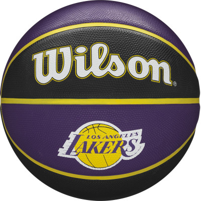 Мяч баскетбольный WILSON NBA Team Tribute La Lakers, WTB1300XBLAL, р.7, резина, бут. кам, фиолет-черн