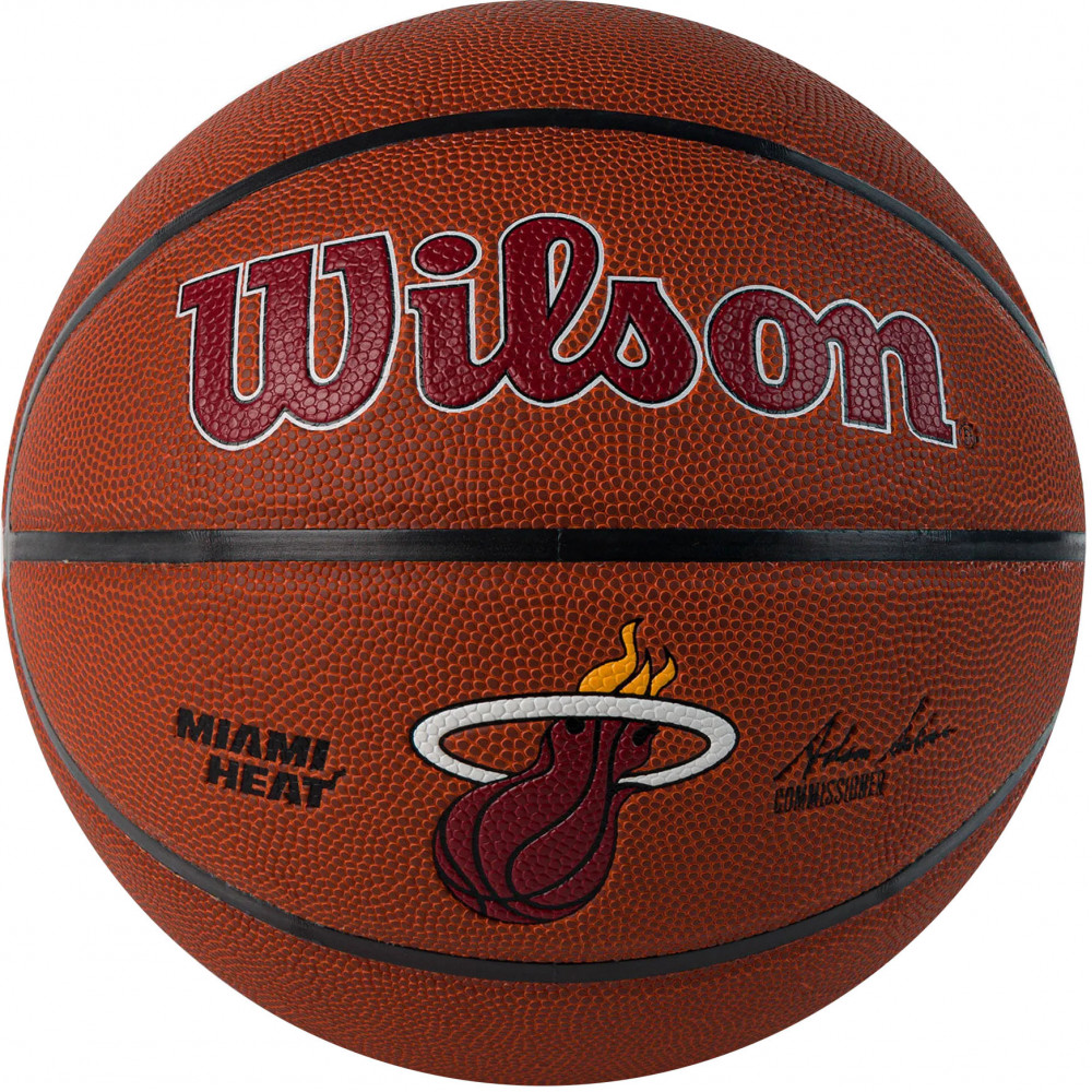 Мяч баскетбольный WILSON NBA Miami Heat, WTB3100XBMIA р.7, синт.кожа (композит), коричнево-красный