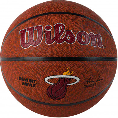 Мяч баскетбольный WILSON NBA Miami Heat, WTB3100XBMIA р.7, синт.кожа (композит), коричнево-красный