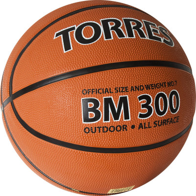 Мяч баскетбольный TORRES BM300, B02017, р.7, резина, нейлон. корд, бут. камера, темнооранж-черн