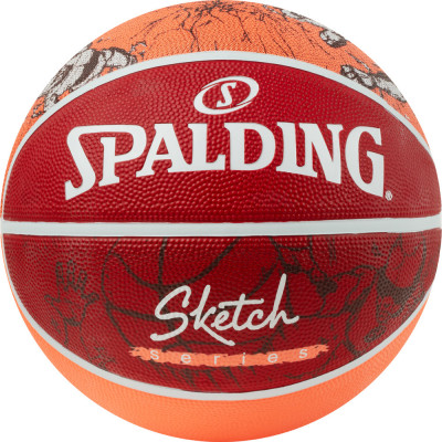 Мяч баскетбольный SPALDING Sketch Drible р.7, 84381z, резина, красно-оранжевый