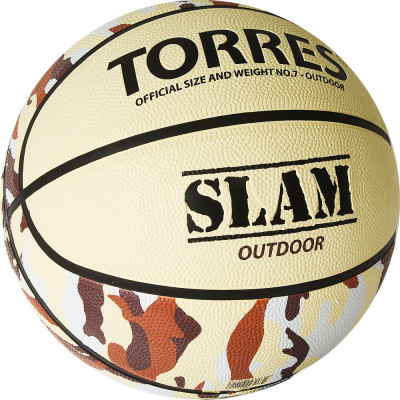 СЦ*Мяч баскетбольный TORRES Slam, B02067, р.7, резина, нейлон. корд, бут. кам, бежево-хаки