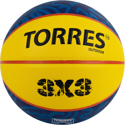 Мяч баскетбольный TORRES 3х3 Outdoor, B322346, р. 6, 8 панелей,бут.кам,нейл.корд,жёлто-синий