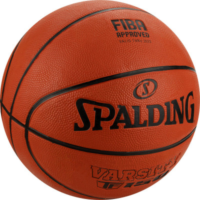 Мяч баскетбольный SPALDING Varsity TF-150 Logo FIBA 84423z, р.5, резина, коричнево-черный