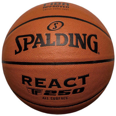 Мяч баскетбольный SPALDING TF-250 React 76968z, р.6, FIBA Approved, композит. кожа (ПУ), коричнево-черный