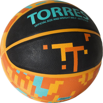 СЦ*Мяч баскетбольный TORRES TT, B02127, р.7, резина, нейлон. корд, бут. кам., черный-мультиколор