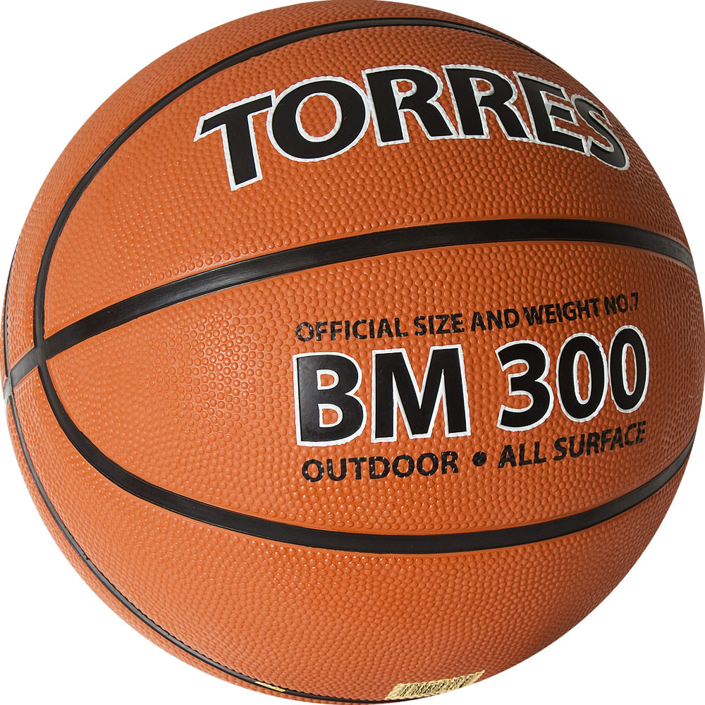 Мяч баскетбольный TORRES BM300, B02016, р.6, резина, нейлон. корд, бут. камера, темнооранж-черн