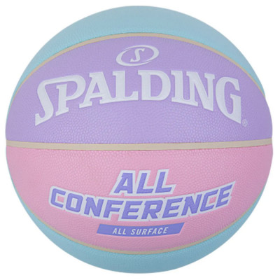 Мяч баскетбольный SPALDING All Conference р.6, 77065, композит, голубо-розовый