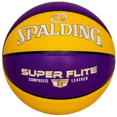 Мяч баскетбольный SPALDING Super Flite 76930z, р.7, синт. кожа (композит), желто-фиолетовый
