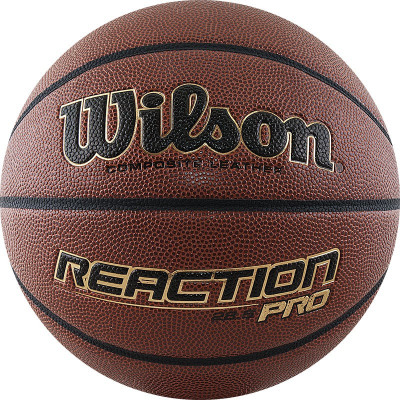 Мяч баскетбольный WILSON Reaction PRO, WTB10138XB06, р.6, синт. PU, бутил. камера, темно-коричневый