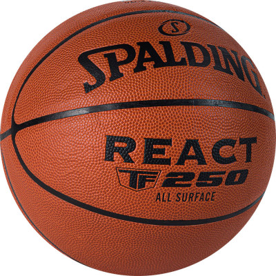 Мяч баскетбольный SPALDING TF-250 React 76967z, р.7, FIBA Approved, композит. кожа (ПУ), коричнево-черный