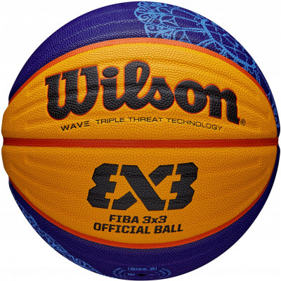 Мяч баскетбольный WILSON FIBA3x3 Official Paris 2024, WZ1011502XB6F, р.6, FIBA Appr., PU, сине-желтый