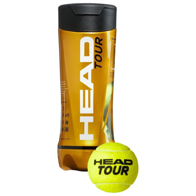 Мяч теннисный HEAD TOUR 3B, 570703, уп.3 шт,одобр.ITF,сукно,нат.резина,желтый