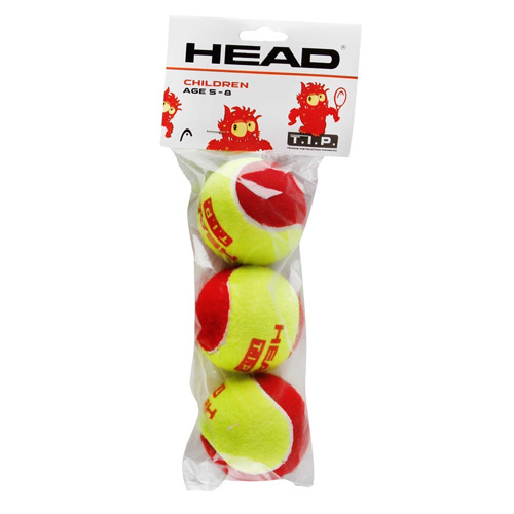 Мячи для большого тенниса HEAD T.I.P Red, детские, 5-8 лет, упаковка 3 мяча