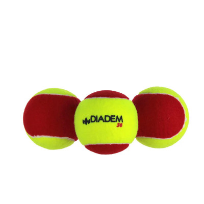 Мяч теннисный детский DIADEM Stage 3 Red Ball, BALL-CASE-RED, уп. 3 шт, фетр, желто-красный