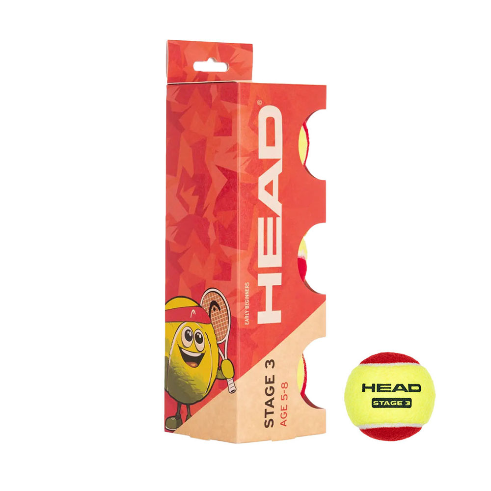 Мячи для большого тенниса HEAD Sage 3 Red, детские, 5-8 лет, упаковка 3 мяча